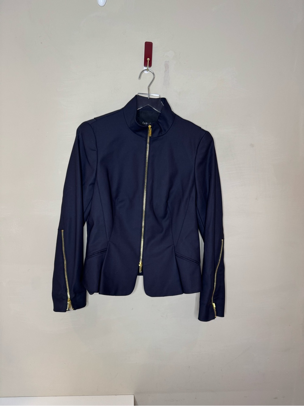 CARLISLE Navy Blue Zip Front Jacket Blazer | Size 6 like new condition - Picture 3 of 16